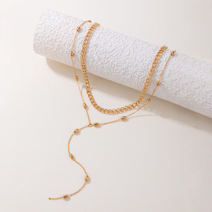 Simple Alloy Chain Multi-Layer Necklace Set - Geometric Two Layers