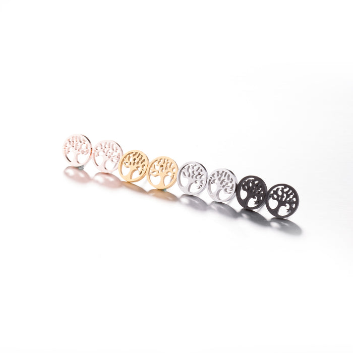Wishing Tree Geometric Stainless Steel Stud Earrings - Vintage-Inspired Jewelry for a Unique Look