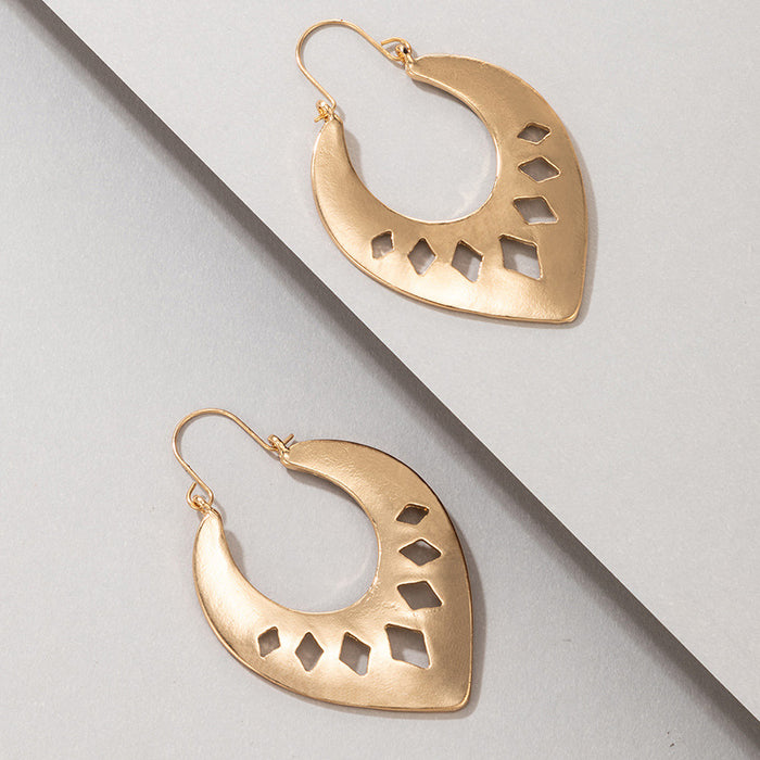 Alloy U-shaped teardrop hollow diamond earrings