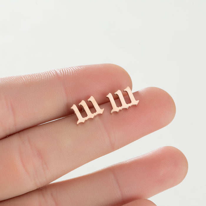 Number Combination Stainless Steel Stud Earrings - Customizable and Stylish Jewelry