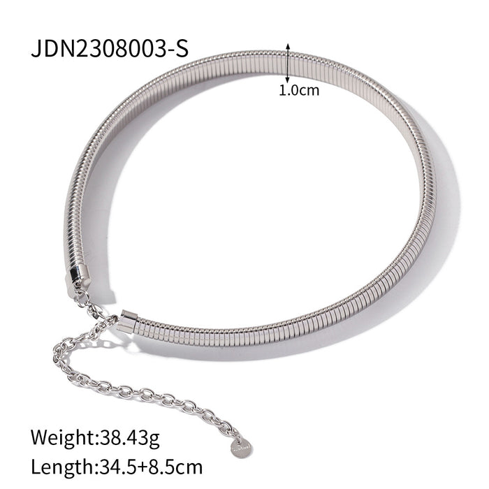 High-End Titanium Steel Elastic Snake Chain Bracelet and Necklace - Popular Flexible Wide Bangle for Women