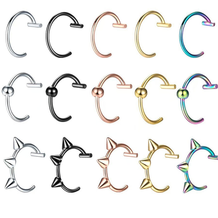 Stainless steel hole-free lip ring, lip clip, nose ring, lip stud