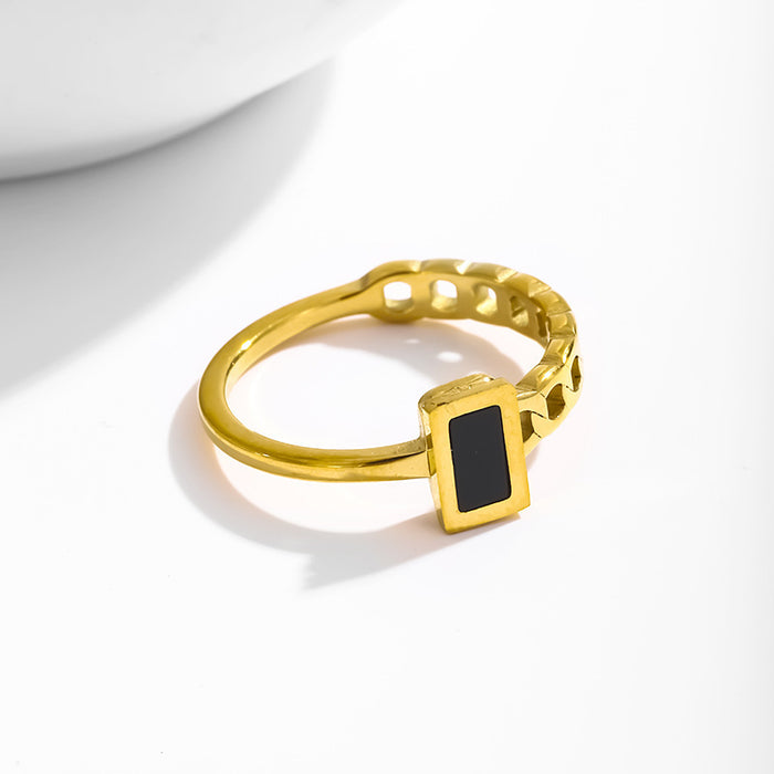 Wholesale non-fading stainless steel and titanium steel black square chain rings