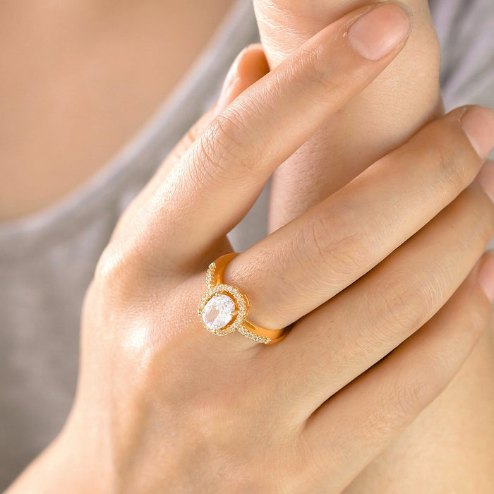 Wholesale copper micro-painted zircon oval open ring