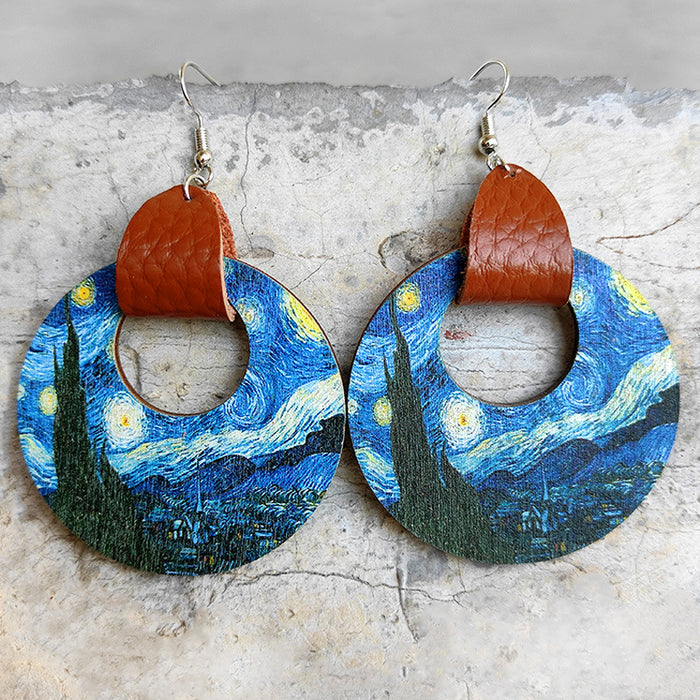 Wooden patriotic earrings