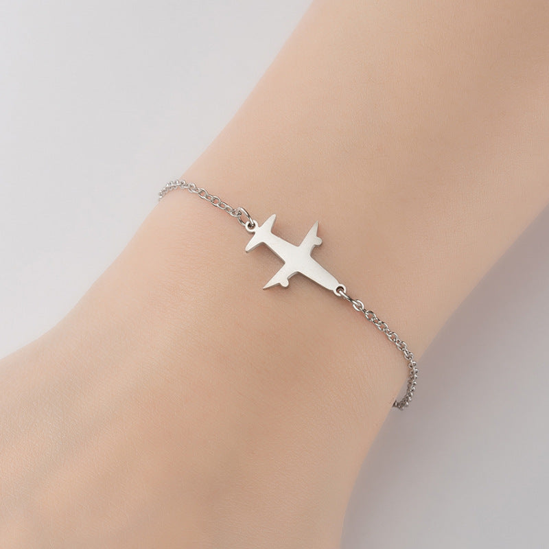 Airplane diamond blade pendant bracelet, Japanese and Korean geometric couple bracelet niche design