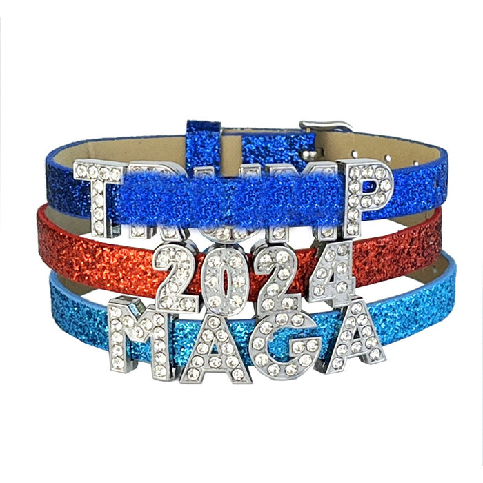 Patriotic Bracelet with Blue and Red Bands for 2024 Supporters