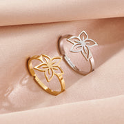 Forest plum blossom ring, Korean stainless steel flower open ring wholesale - wallojewerly 