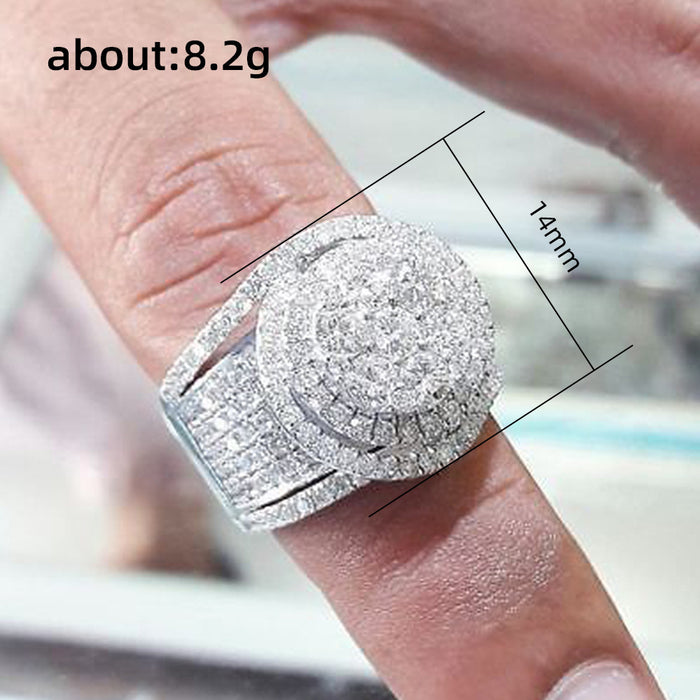 Hip-hop style men's diamond ring European and American trend luxury full-studded zircon ring