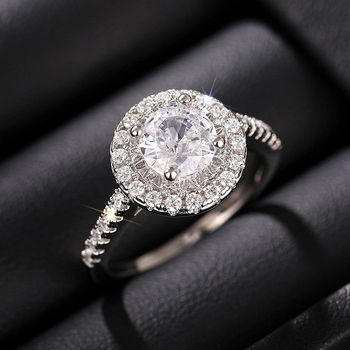 Anillo geométrico redondo para bodas y compromisos de mujer