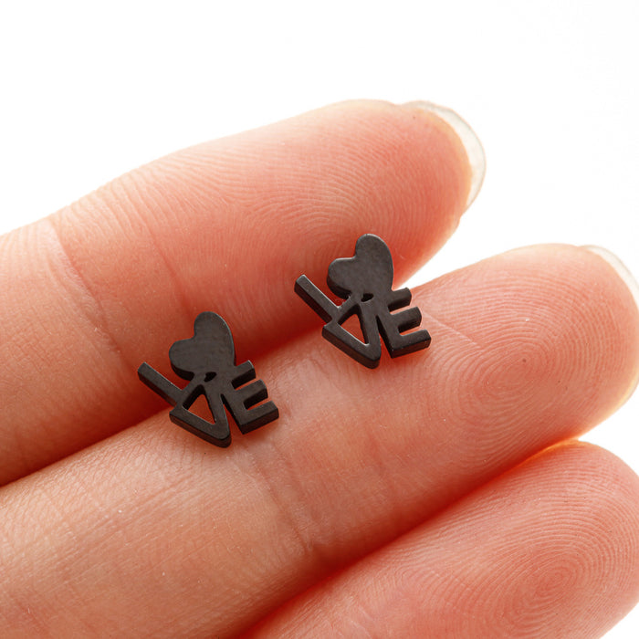 LOVE Heart and Star Stainless Steel Stud Earrings - Cute and Stylish Animal Jewelry