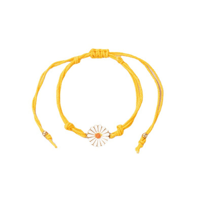 Minimalist Ins-Style Yellow Daisy Flower Single Layer Anklet