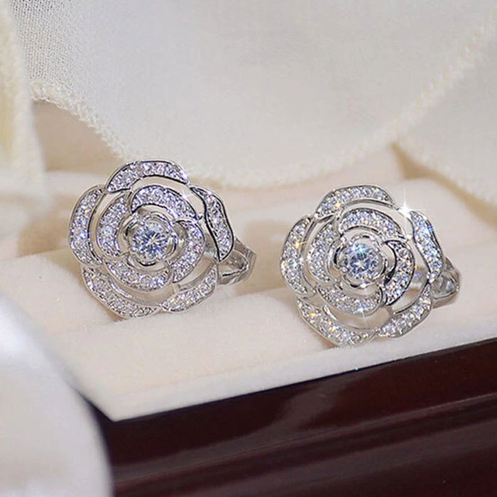 3D Rose Earrings