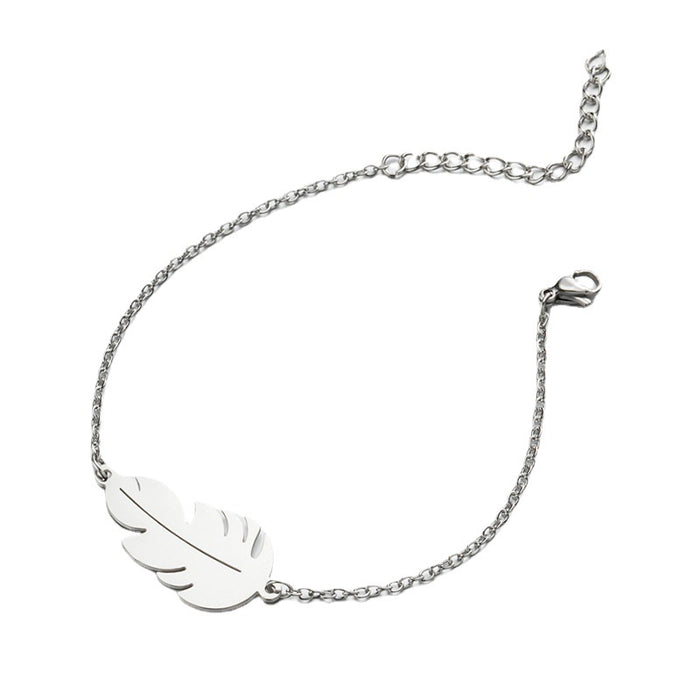 Leaf feather pendant bracelet, European and American light luxury creative jewelry wholesale