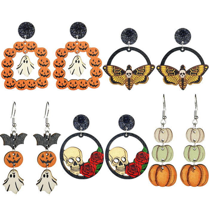 Halloween Wooden Skull Earrings