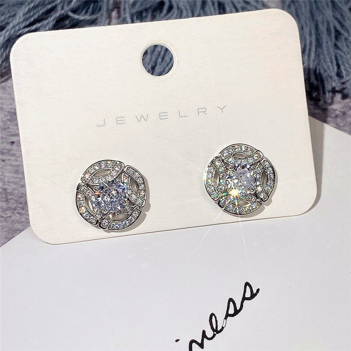 Small hollow zircon earrings geometric earrings