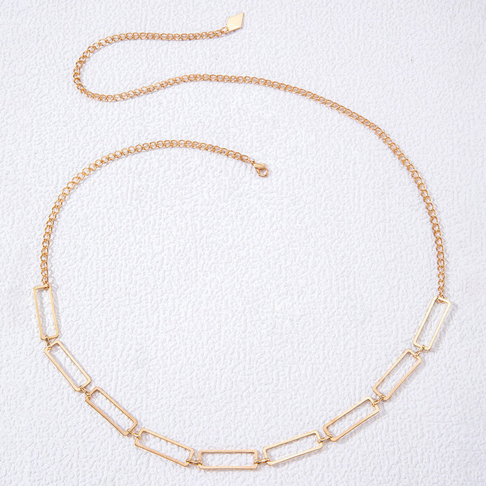 Geometric metal niche simple single layer waist chain