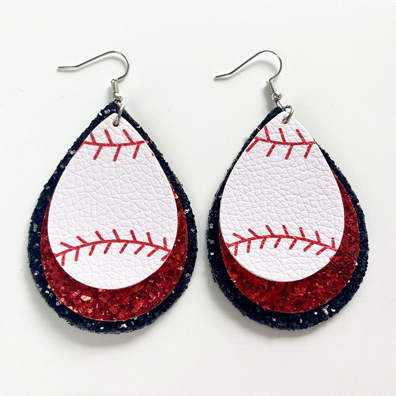 Sports Team Color Earrings with Cheerleading, Football, Baseball, and Softball Design