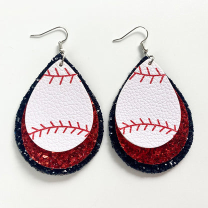 Sports Team Color Earrings with Cheerleading, Football, Baseball, and Softball Design