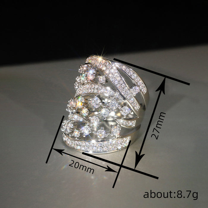 Women's elegant and heavy-duty zircon geometric ring