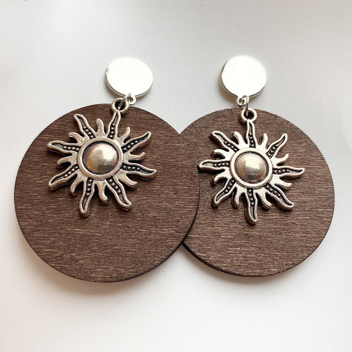 Wooden sunflower earrings