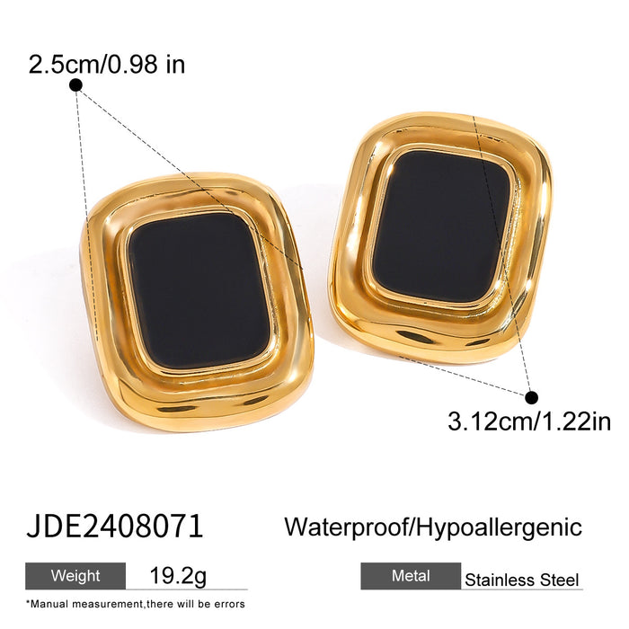 Stainless steel resin square earrings retro light luxury earrings French style