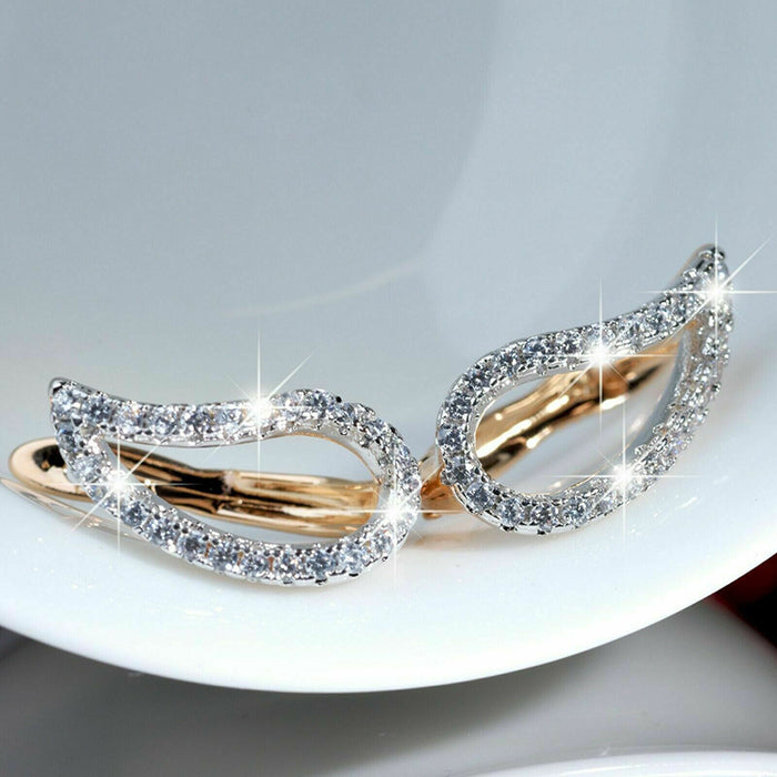 Full diamond leaf-shaped earrings, fashionable new style ear clips