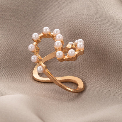 Butterfly pearl oil drop single ring, geometric Korean style simple opening