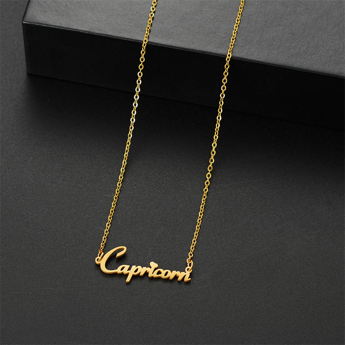 Collar inglés de doce constelaciones, joyería apilable de acero inoxidable europea y americana, cadena de clavícula personalizada para mujer al por mayor