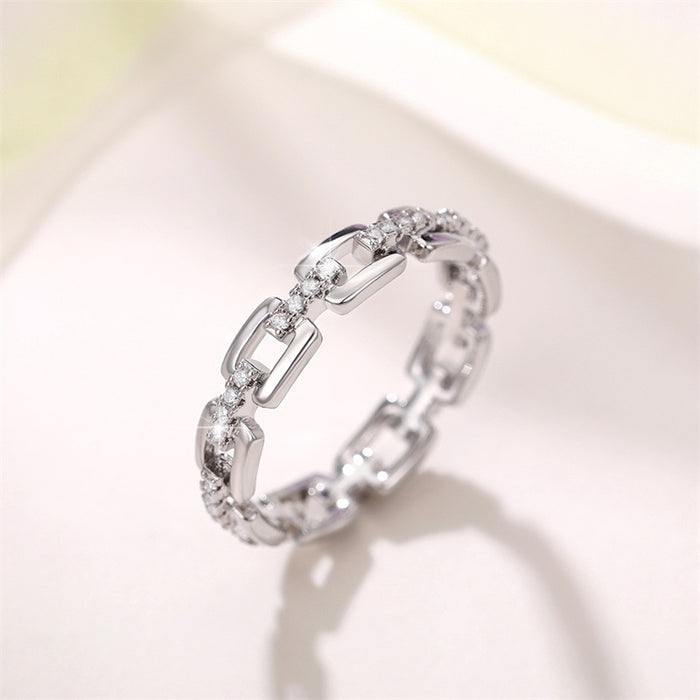 Chain-shaped zircon ring for women, elegant internet celebrity index finger ring jewelry