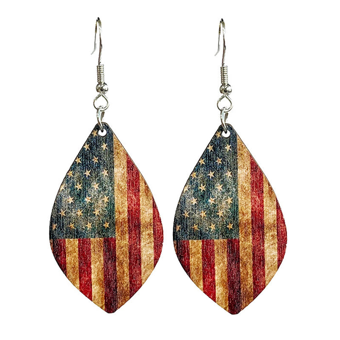 Wooden patriotic Independence Day earrings