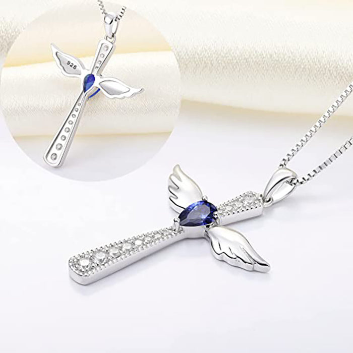 Angel Wings Cross Pendant Autumn and Winter Fashion Clavicle Necklace