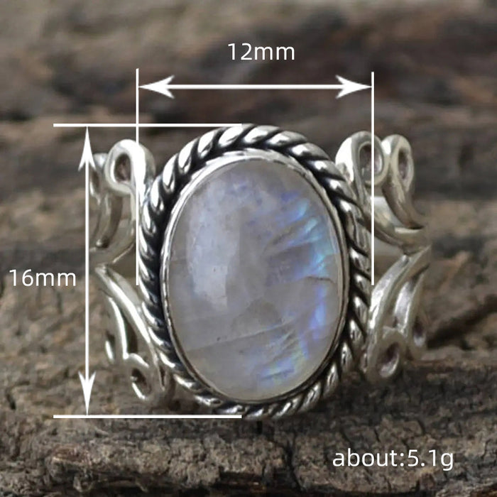 Imitation moonstone ring European and American retro men and women's ring new hot selling jewelry