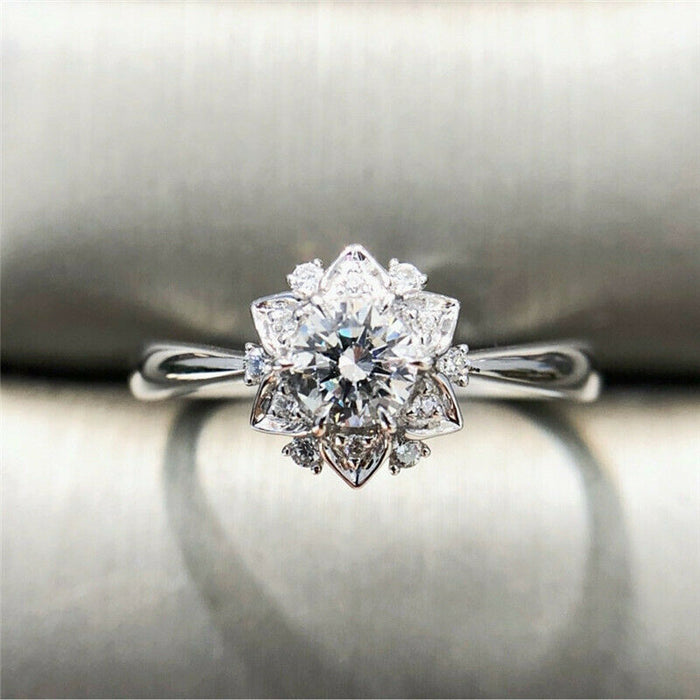 Anillo de boda para mujer con forma de copo de nieve y circonita cúbica