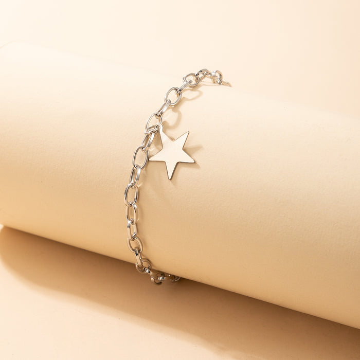 Pulsera de cadena con estrellas sencilla - Pulsera de estrellas plateadas estilo Ins