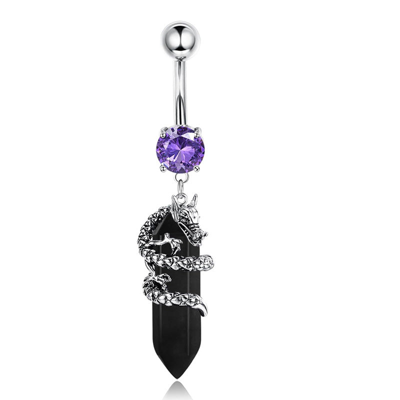 Purple Stainless Steel Butterfly Curved Barbells for Navel - wallojewerly 