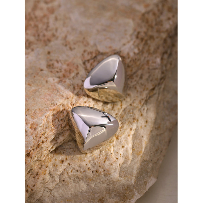 Pendientes triangulares tridimensionales de acero inoxidable chapado en oro de 16 quilates, novedad primavera/verano 2024: joyería de oro blanco estilo playa