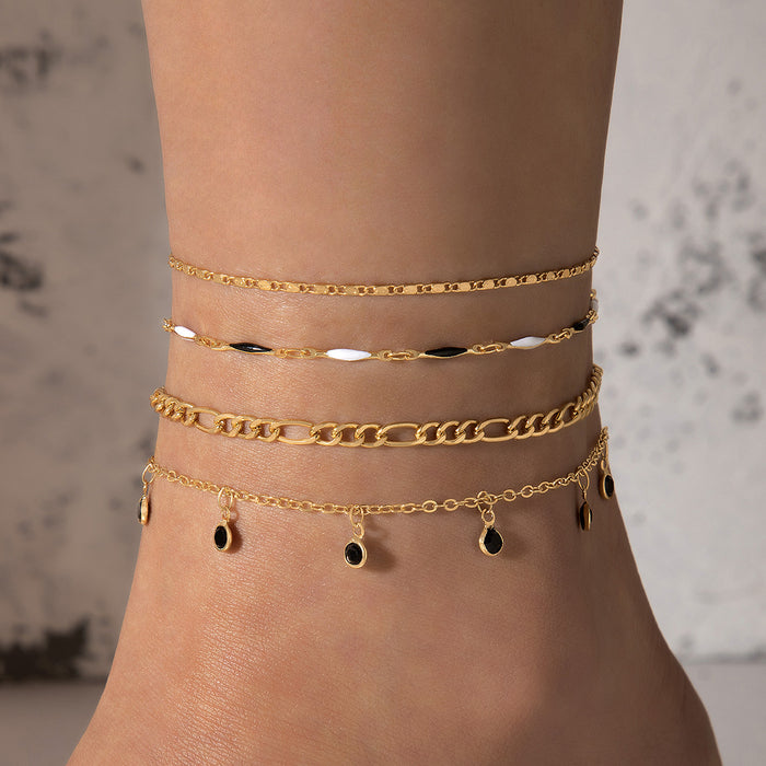 Punk Metal Tassel Anklet Set - Multilayer Beach Jewelry