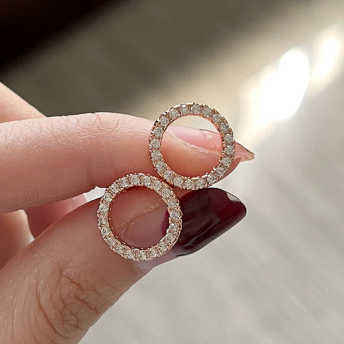 Hollow Circle Zirconia Earrings