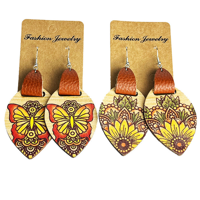 Wooden sunflower earrings