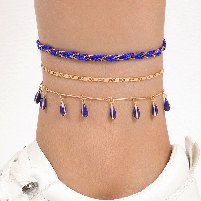 Colorful Butterfly and Bead Multi-Layer Anklets - Fashion Ethnic Style Foot Jewelry