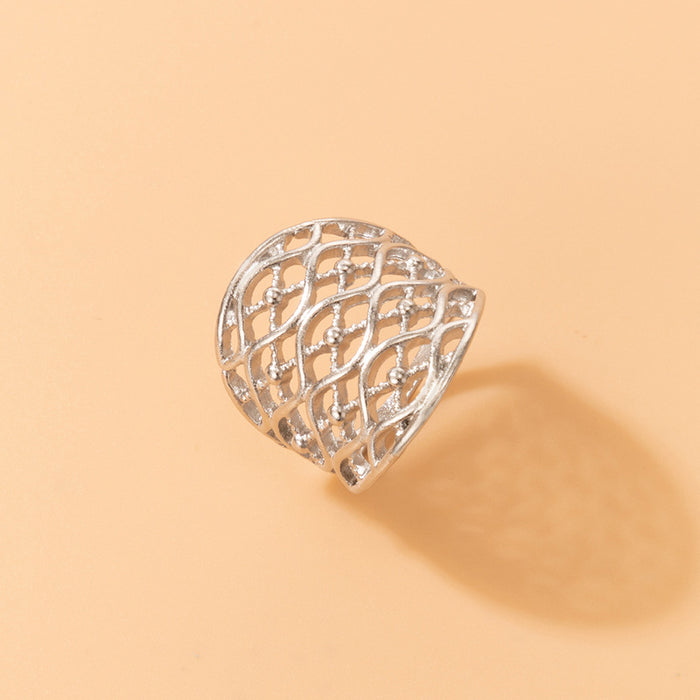 Braided Hollow Alloy Geometric Ring