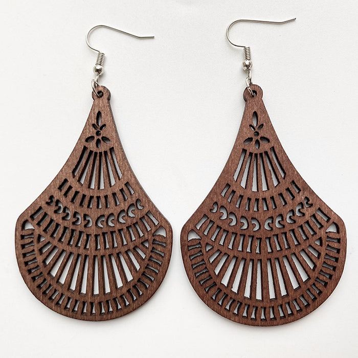 Wooden hollow earrings