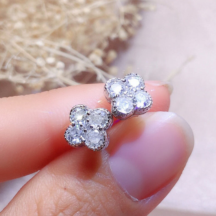 Lucky four-leaf clover zircon earrings