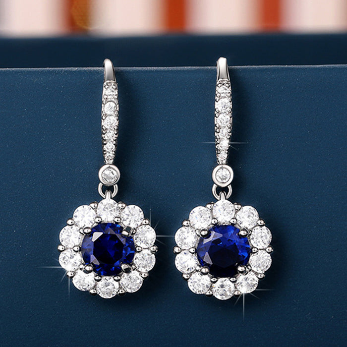 Beautiful royal blue zircon earrings anniversary gift