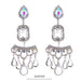 Blue full diamond tassel chain earrings