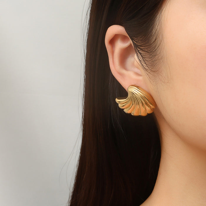 Hollow hammered earrings semi-circular luxury earrings