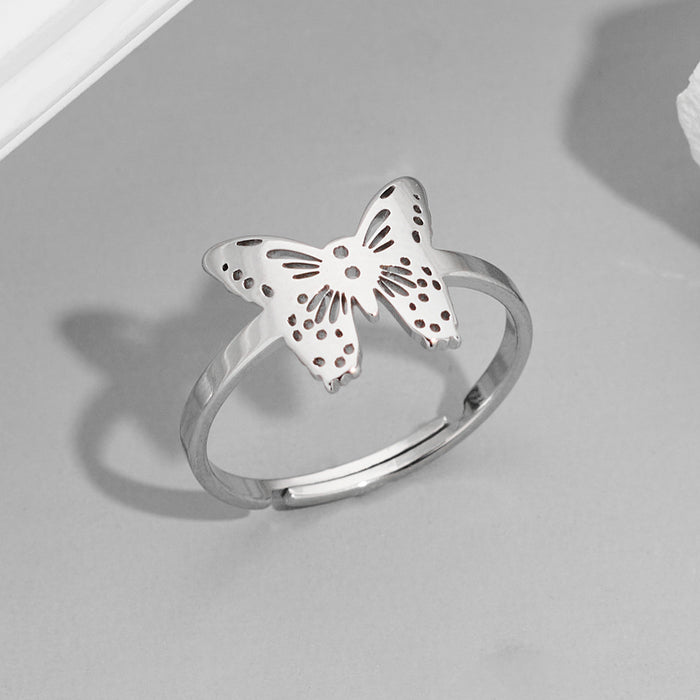 Double butterfly rings, non-fading open stainless steel rings wholesale