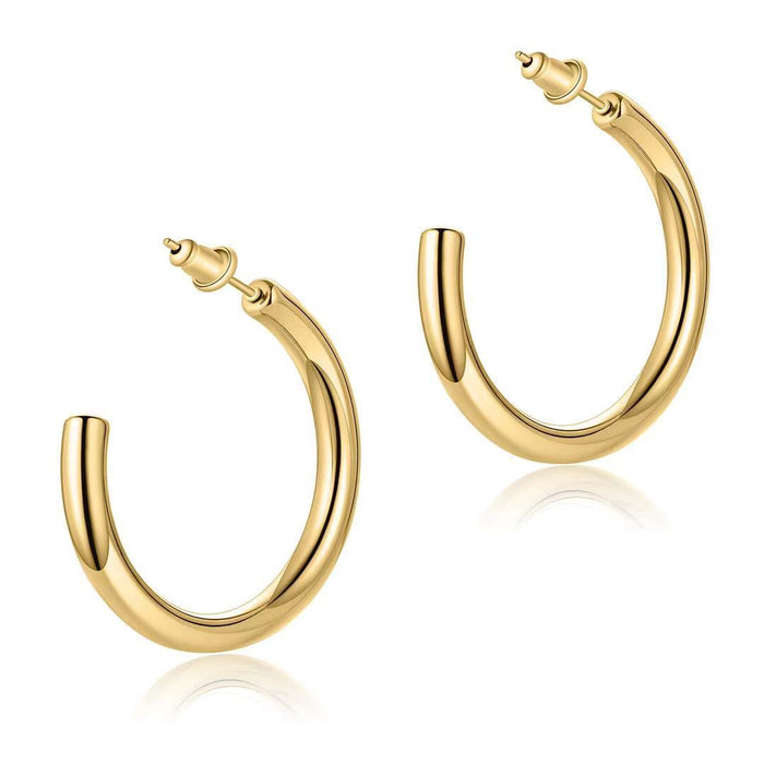 Exaggerated C-shaped stainless steel earrings Geometric round earrings Electroplated earrings