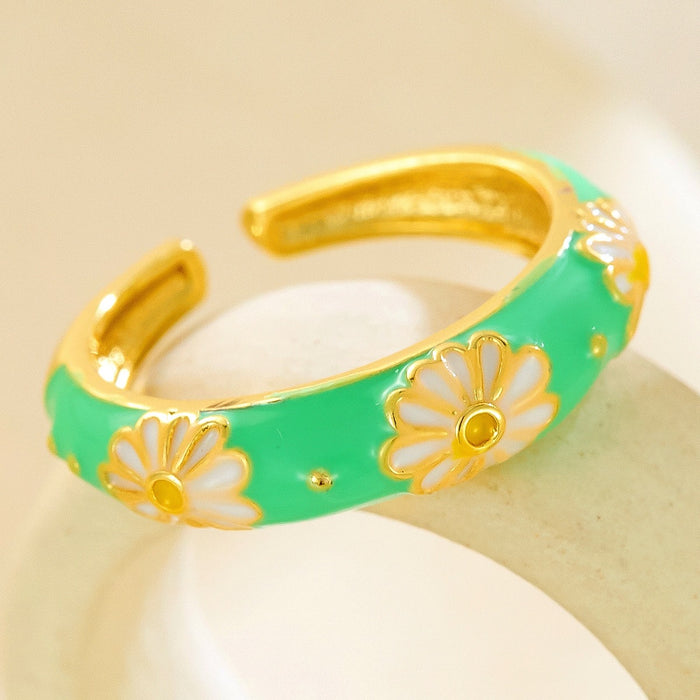Wholesale copper micro-painted colored flower circle rings